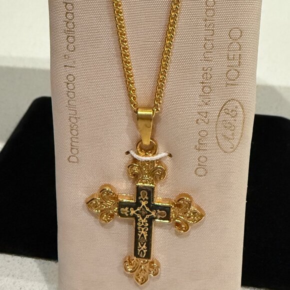 Damascene Jewelry - Vintage NWT Damascene 24k Gold Cross Necklace